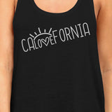 Calovefornia Womens Black Racerback Tank Top Cotton Lightweight