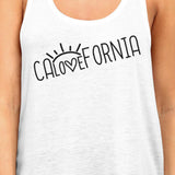 Calovefornia Womens White Racerback Tank Top Cotton Lightweight