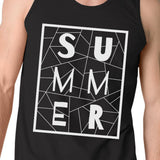 Summer Geometric Lettering Mens Black Sleeveless Shirt For Summer