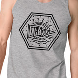 Stay Salty Mens Grey Sleeveless Shirt Round Neck Line Graphic Tanks