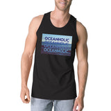Ocean Holic Mens Black Graphic Tanks Lightweight Tropical Design
