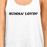 Summa' Lovin' Womens White Cute Graphic Racerback Tank Top For Her