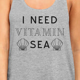 I Need Vitamin Sea Womens Grey Lightweight Cotton Racerback Tanks