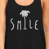 Smile Palm Tree Womens Black Cute Summer Tank Top Unique Design