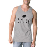 Smile Palm Tree Mens Grey Summer Tank Funny Design Graphic Tank Top