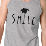 Smile Palm Tree Mens Grey Summer Tank Funny Design Graphic Tank Top