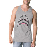 Shark Mens Grey Round Neck Line Cotton Tank Top Funny Summer Top