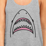 Shark Womens Grey Cute Summer Racerback Tanks Lightweight Cotton