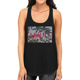 Talk To The Palm Womens Black Sleeveless Shirt Cotton Graphic Tanks