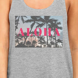 Talk To The Palm Womens Grey Unique Design Tanks Cute Summer Outfit