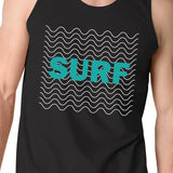 Surf Waves Mens Black Funny Graphic Tanks Unique Summer Gift Idea