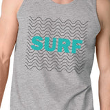 Surf Waves Mens Grey Graphic Tank Top Funny Gifts For Surf Lovers