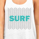 Surf Waves Womens White Summer Sleeveless Shirt For Surfing Lover
