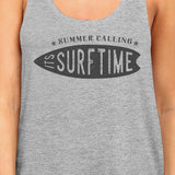 Summer Calling It's Surf Time Womens Grey Tank Top