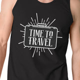 Time To Travel Mens Black Tank Top