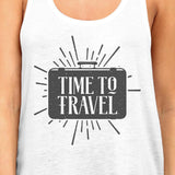 Time To Travel Womens White Tank Top