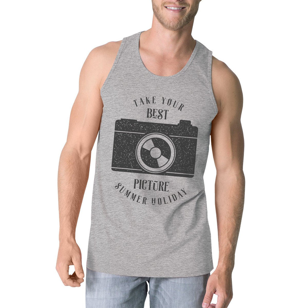 Take Your Best Picture Summer Holiday Mens Grey Tank Top
