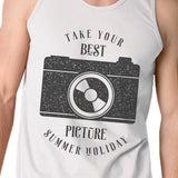 Take Your Best Picture Summer Holiday Mens White Tank Top