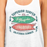 Superior Surfer Los Angeles Longboard Womens White Tank Top