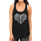 Skeleton Heart Womens Black Tank Top