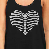 Skeleton Heart Womens Black Tank Top
