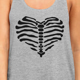 Skeleton Heart Womens Grey Tank Top