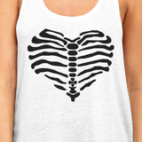 Skeleton Heart Womens White Tank Top