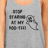 Stop Staring At My Boo-Tee Ghost Womens Grey Tank Top