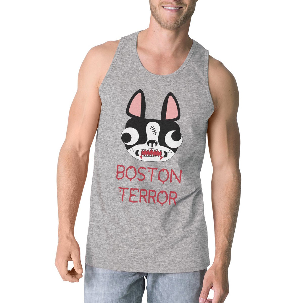 Boston Terror Terrier Mens Grey Tank Top