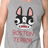 Boston Terror Terrier Mens Grey Tank Top