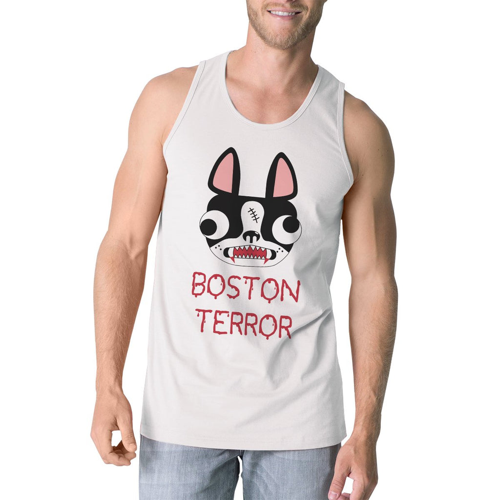 Boston Terror Terrier Mens White Tank Top