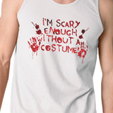 Scary Without A Costume Bloody Hands Mens White Tank Top