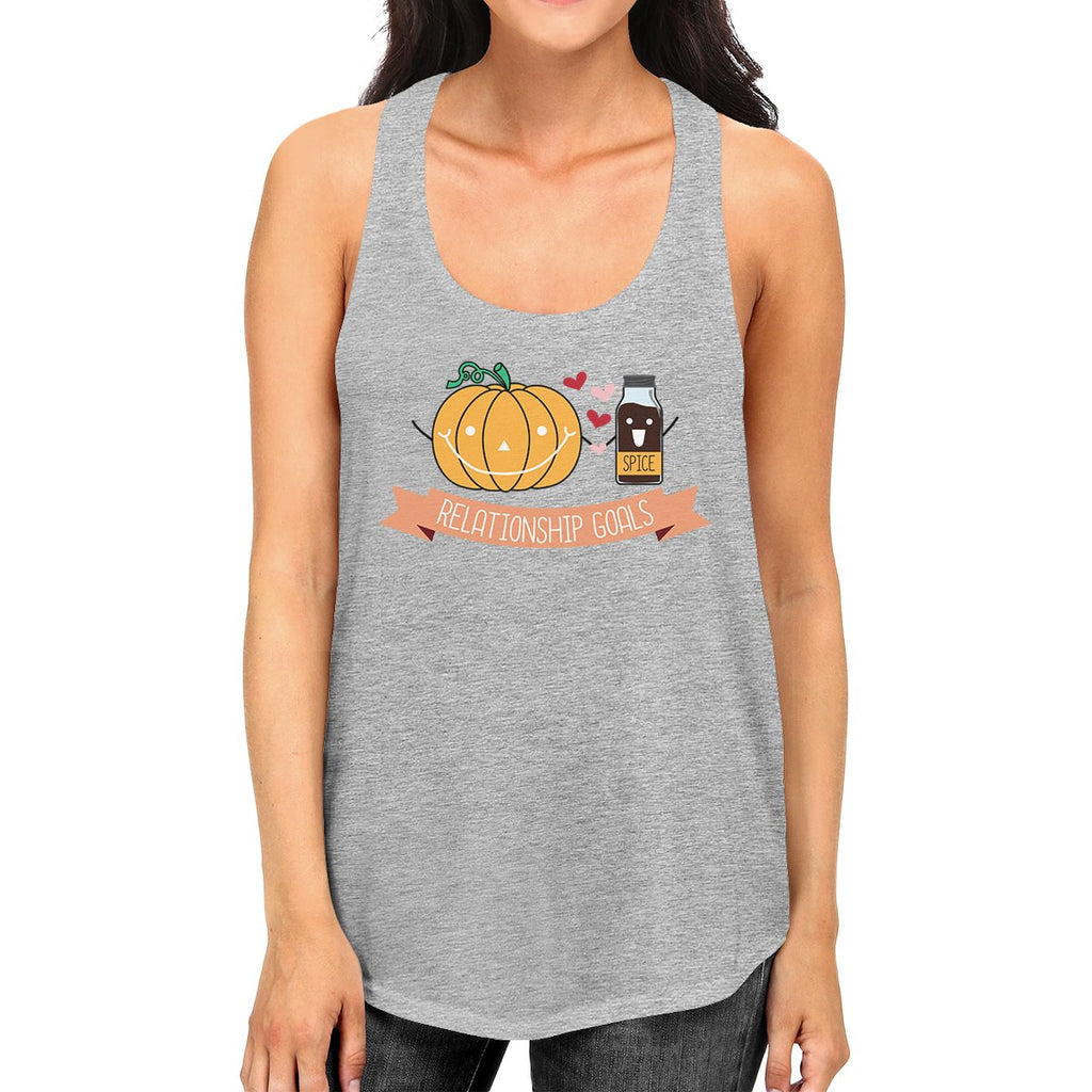 Pumpkin Spice Relationship Goals Womens Grey Tank Top