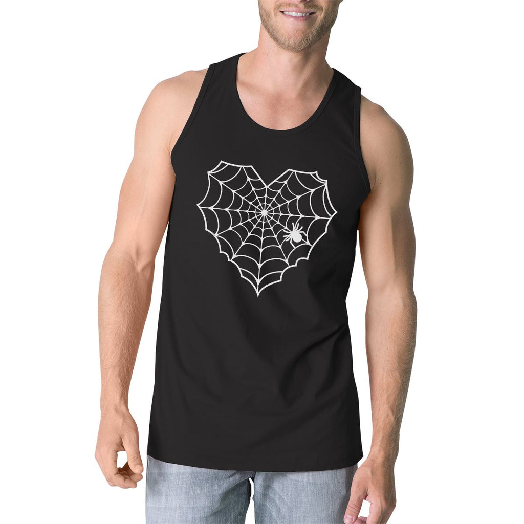 Heart Spider Web Mens Black Tank Top
