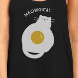 Meowgical Cat And Fried Egg Womens Black Tank Top