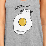Meowgical Cat And Fried Egg Womens Grey Tank Top
