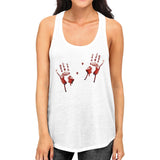 Bloody Handprints Womens White Tank Top