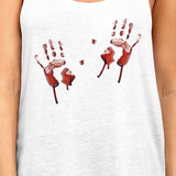 Bloody Handprints Womens White Tank Top