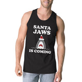 Santa Jaws Is Coming Mens Black Tank Top