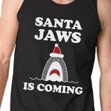 Santa Jaws Is Coming Mens Black Tank Top