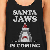Santa Jaws Is Coming Womens Black Tank Top