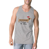 Dachshund Through The Snow Mens Grey Tank Top