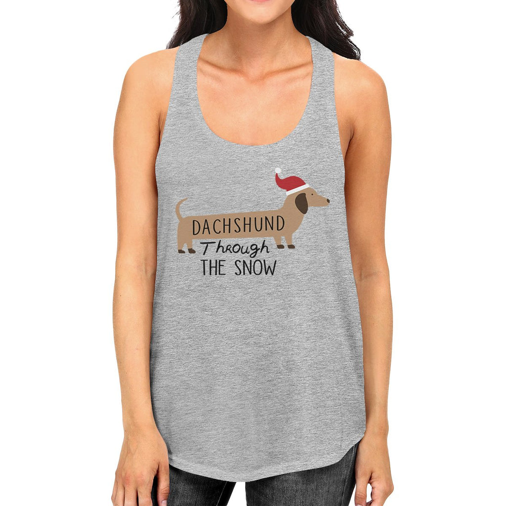 Dachshund Through The Snow Womens Grey Tank Top