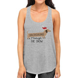 Dachshund Through The Snow Womens Grey Tank Top