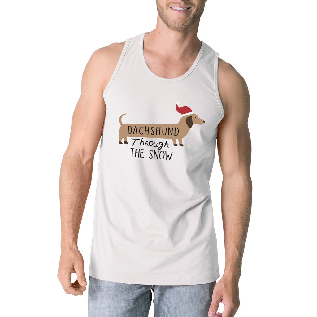 Dachshund Through The Snow Mens White Tank Top
