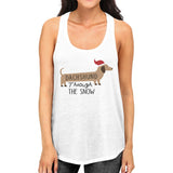 Dachshund Through The Snow Womens White Tank Top