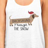 Dachshund Through The Snow Womens White Tank Top