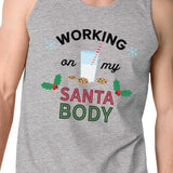 Working On My Santa Body Mens Grey Tank Top