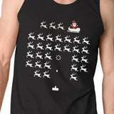 Pixel Game Santa And Rudolph Mens Black Tank Top