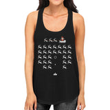 Pixel Game Santa And Rudolph Womens Black Tank Top